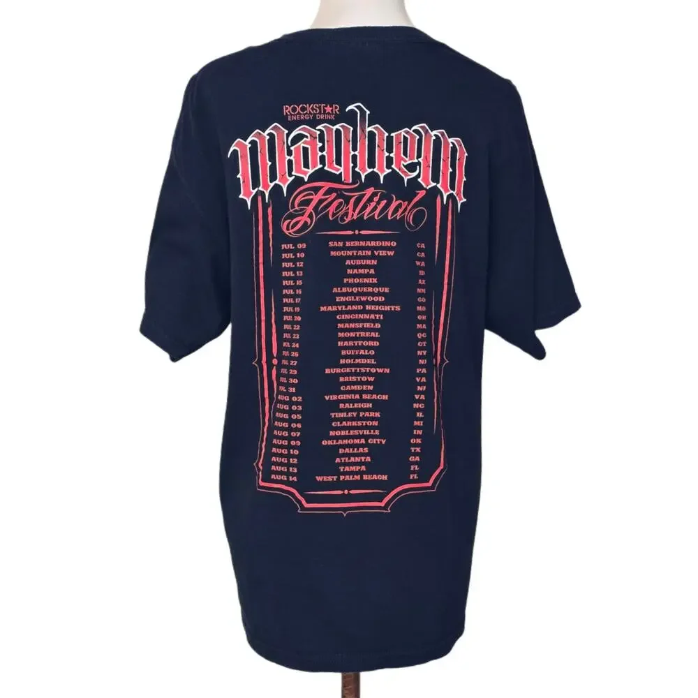 Mayhem Festival Tshirt Size L Rockstar Energy Drink Tour Black Concert Tee 2011